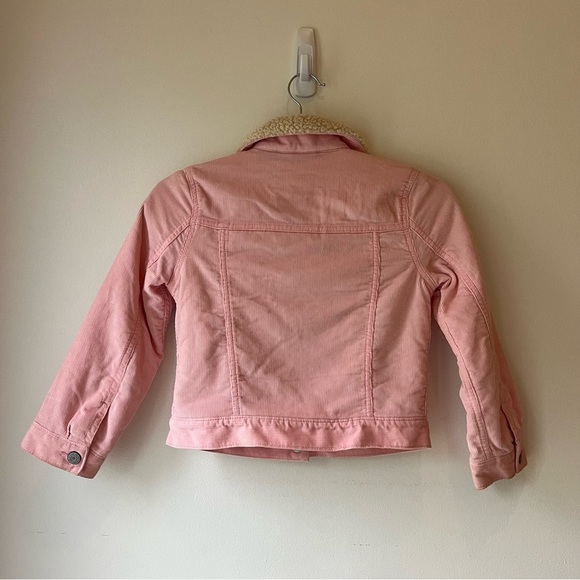 GAP Kids Pink Corduroy Sherpa Lined Jacket Size S (6–7) – Faux Shearling Collar - Picture 12 of 16